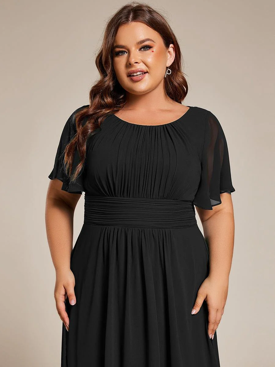 ever EDEN|Flowy Chiffon Round Neckline A-Line Knee Length Wedding Guest Dress - Image 35