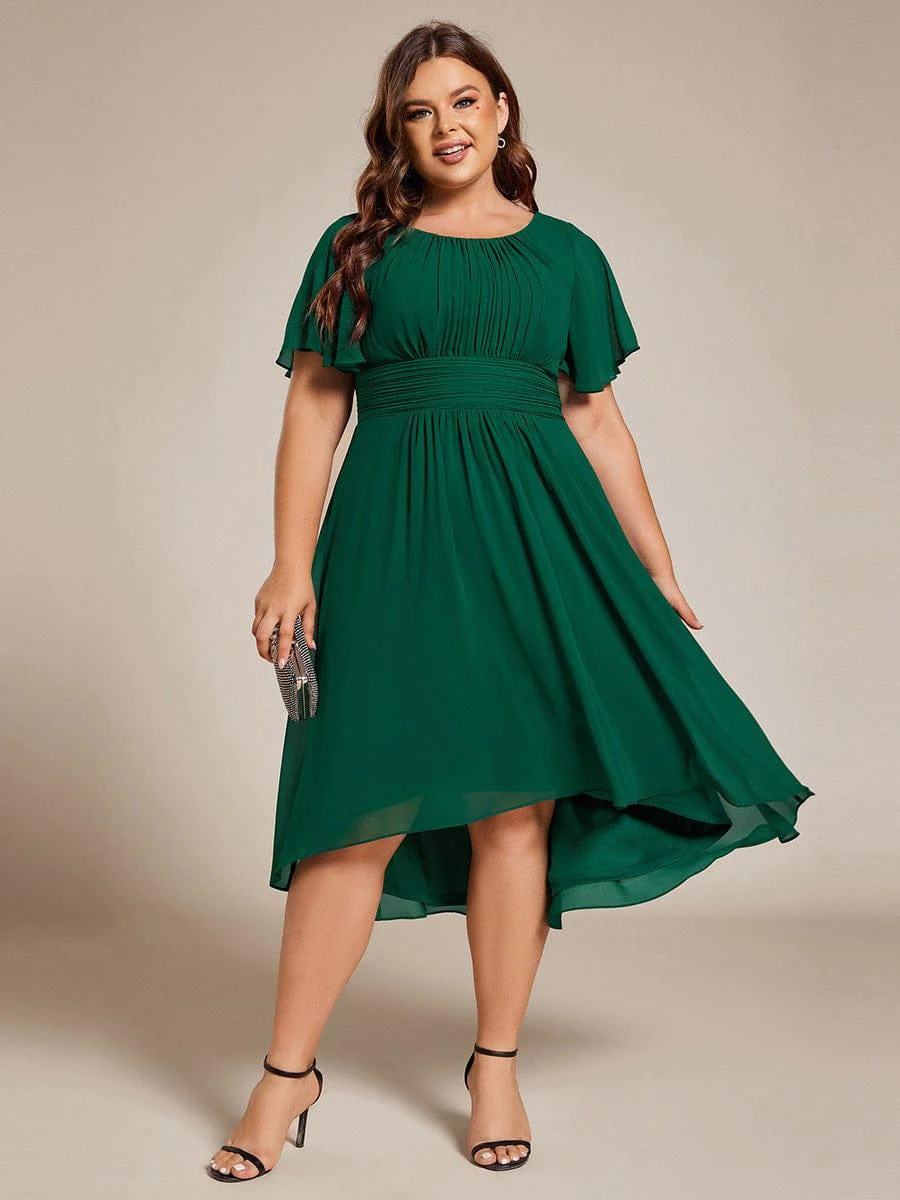 ever EDEN|Flowy Chiffon Round Neckline A-Line Knee Length Wedding Guest Dress - Image 40