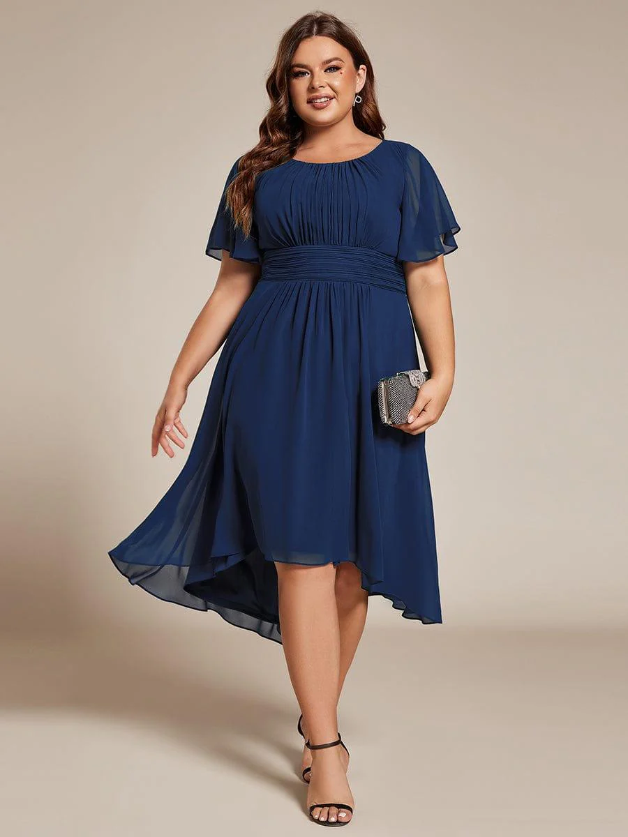 ever EDEN|Flowy Chiffon Round Neckline A-Line Knee Length Wedding Guest Dress - Image 41