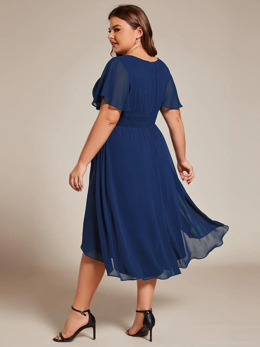 ever EDEN|Flowy Chiffon Round Neckline A-Line Knee Length Wedding Guest Dress - Image 42