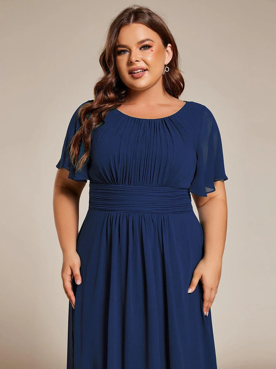 ever EDEN|Flowy Chiffon Round Neckline A-Line Knee Length Wedding Guest Dress - Image 43