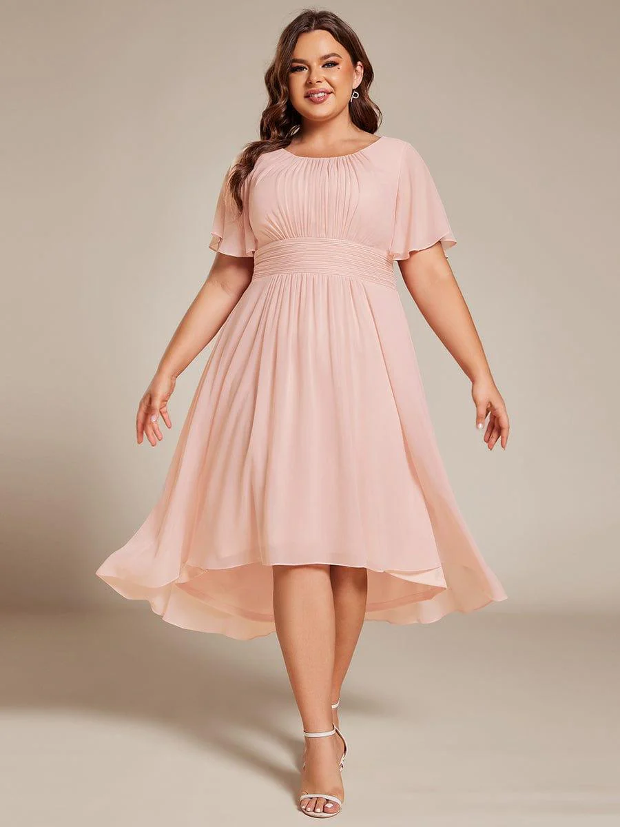 ever EDEN|Flowy Chiffon Round Neckline A-Line Knee Length Wedding Guest Dress - Image 44
