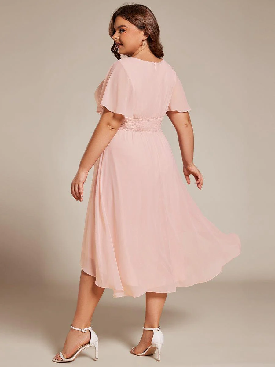 ever EDEN|Flowy Chiffon Round Neckline A-Line Knee Length Wedding Guest Dress - Image 45