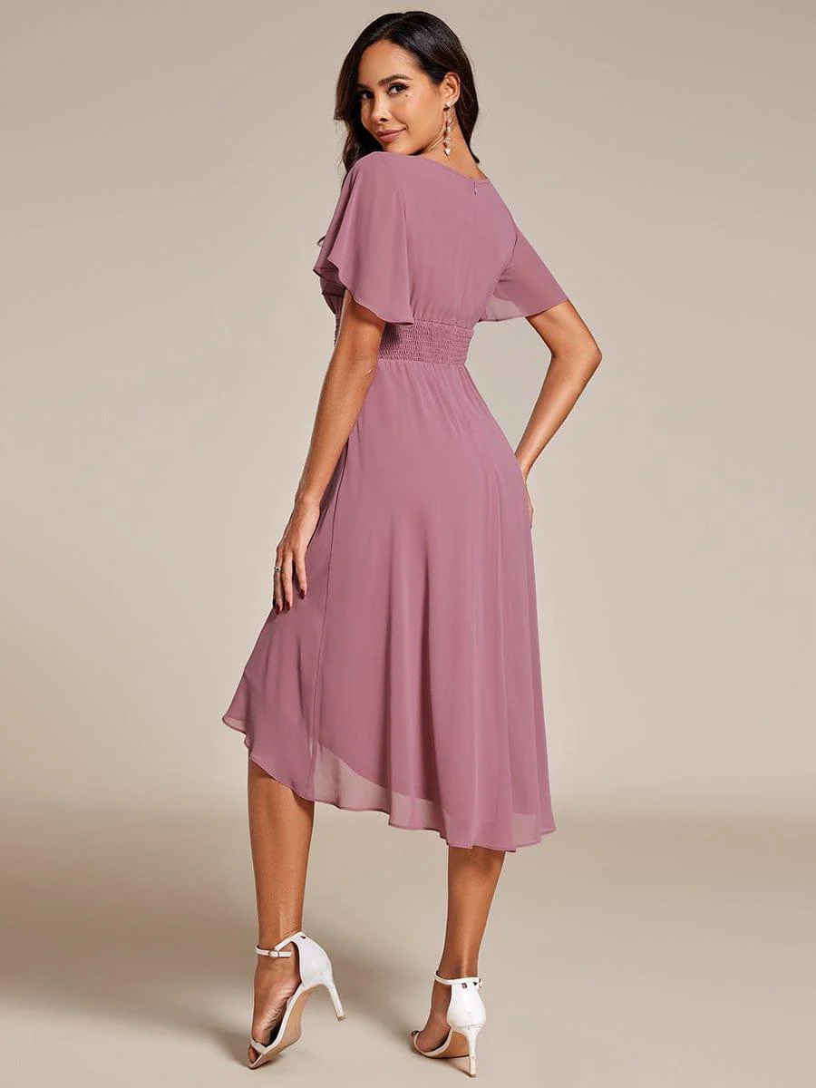 ever EDEN|Flowy Chiffon Round Neckline A-Line Knee Length Wedding Guest Dress - Image 4
