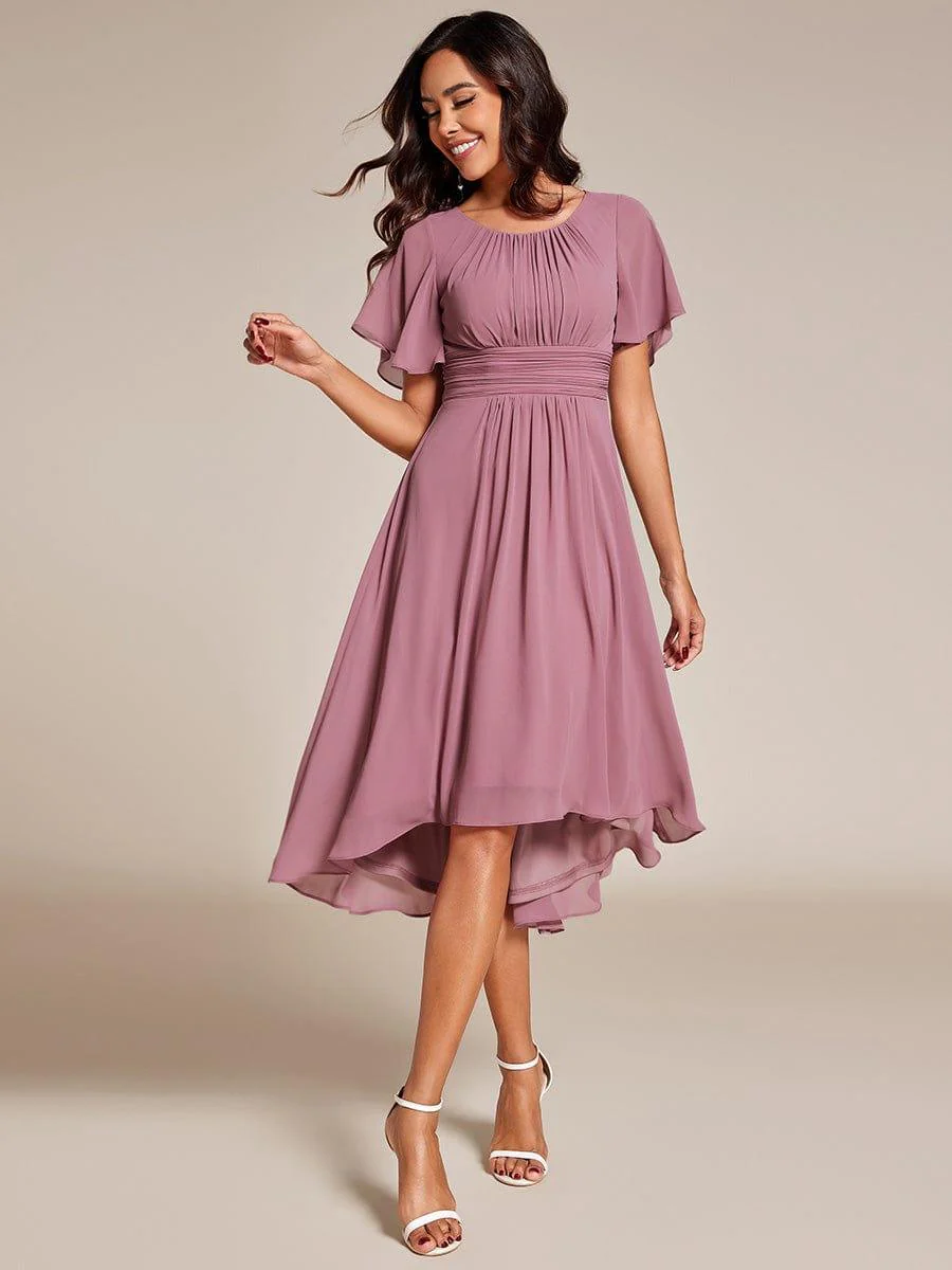 ever EDEN|Flowy Chiffon Round Neckline A-Line Knee Length Wedding Guest Dress - Image 49