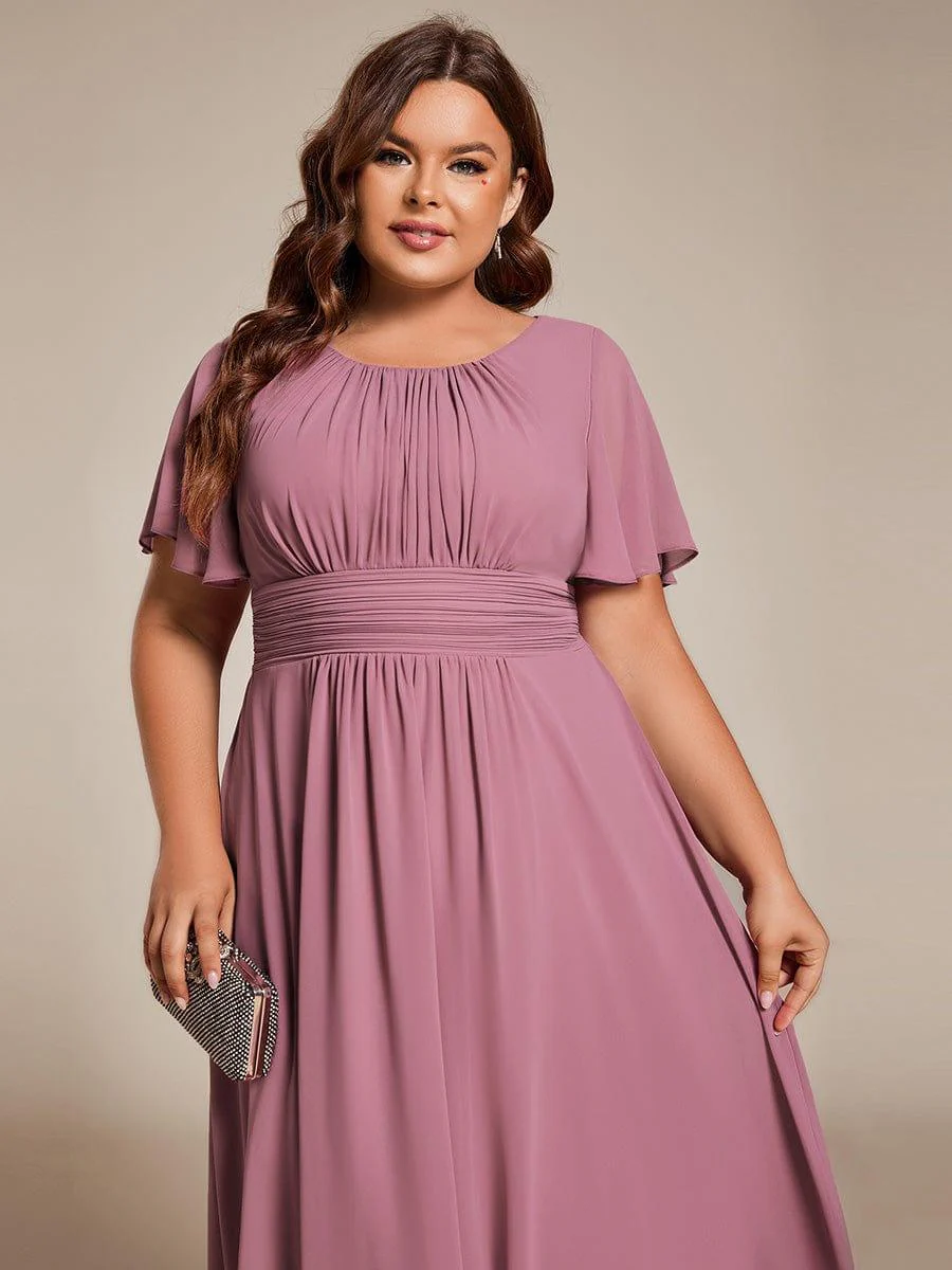 ever EDEN|Flowy Chiffon Round Neckline A-Line Knee Length Wedding Guest Dress - Image 52