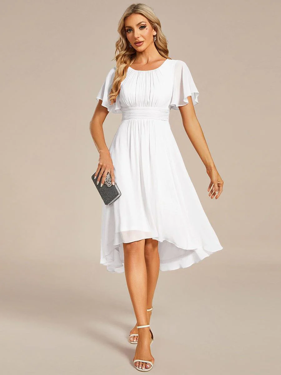 ever EDEN|Flowy Chiffon Round Neckline A-Line Knee Length Wedding Guest Dress - Image 55