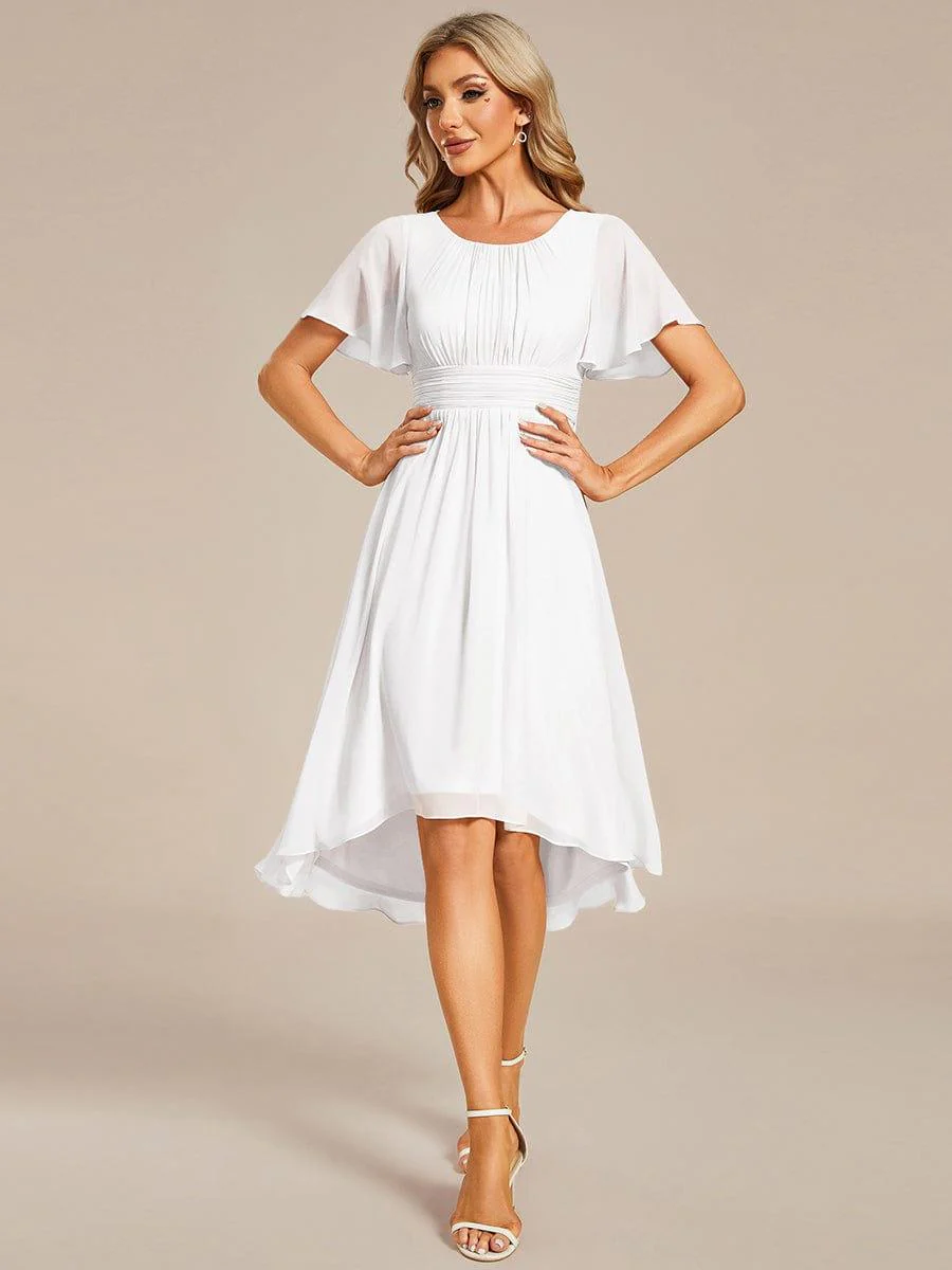 ever EDEN|Flowy Chiffon Round Neckline A-Line Knee Length Wedding Guest Dress - Image 59