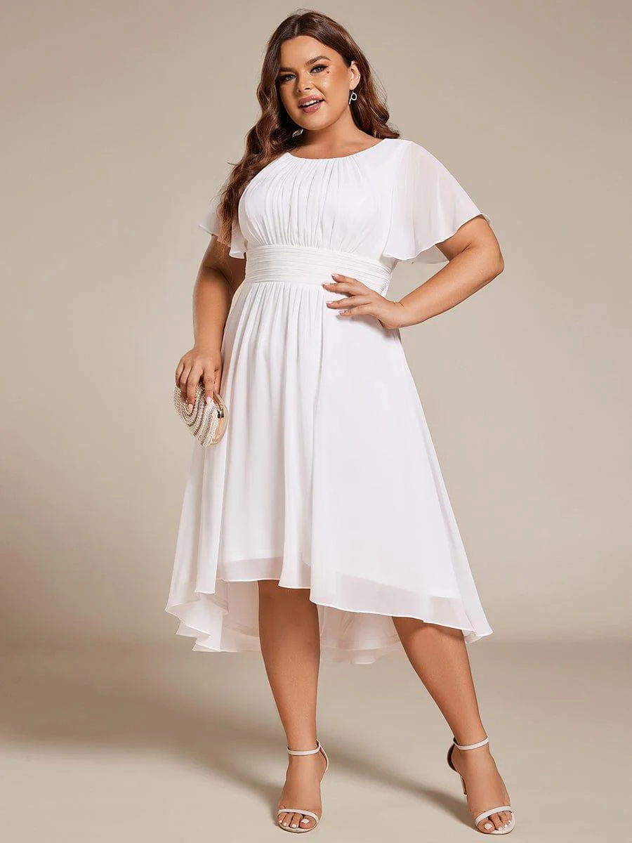 ever EDEN|Flowy Chiffon Round Neckline A-Line Knee Length Wedding Guest Dress - Image 60