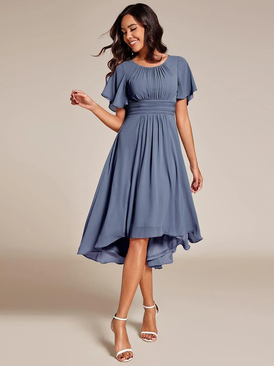 ever EDEN|Flowy Chiffon Round Neckline A-Line Knee Length Wedding Guest Dress - Image 63