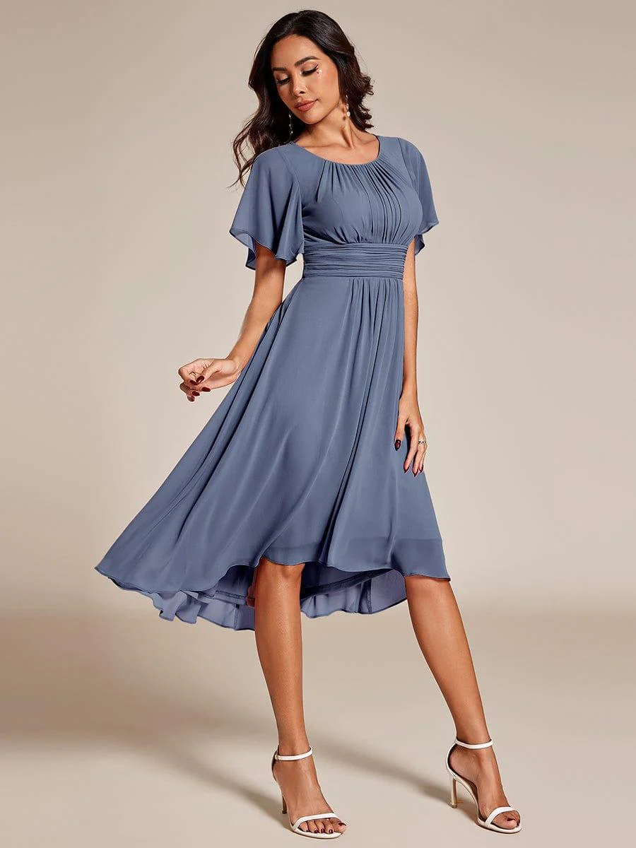 ever EDEN|Flowy Chiffon Round Neckline A-Line Knee Length Wedding Guest Dress - Image 66