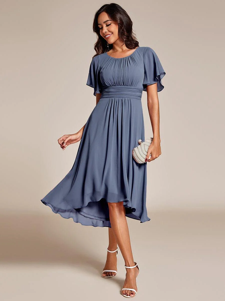 ever EDEN|Flowy Chiffon Round Neckline A-Line Knee Length Wedding Guest Dress - Image 67