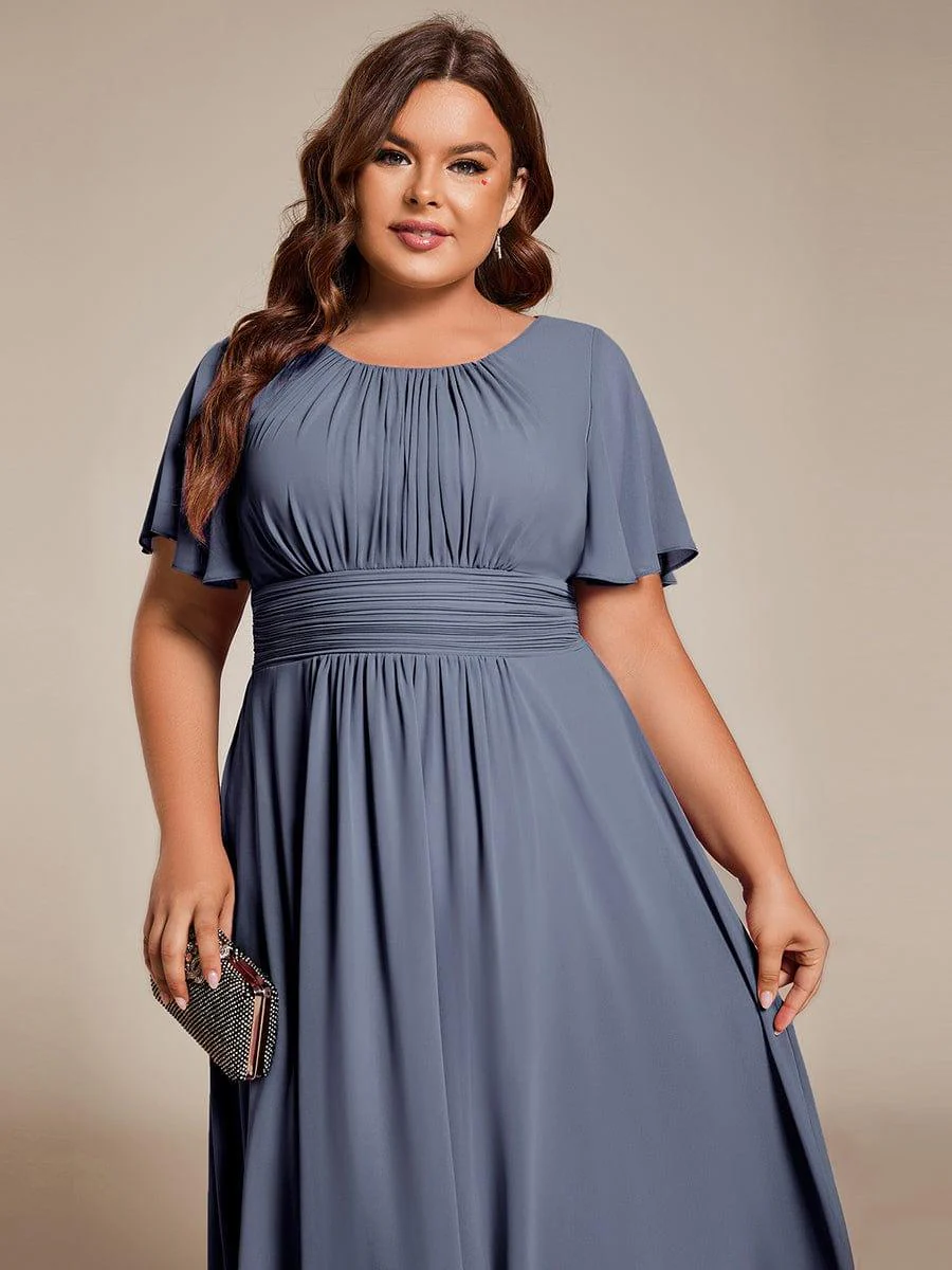 ever EDEN|Flowy Chiffon Round Neckline A-Line Knee Length Wedding Guest Dress - Image 70