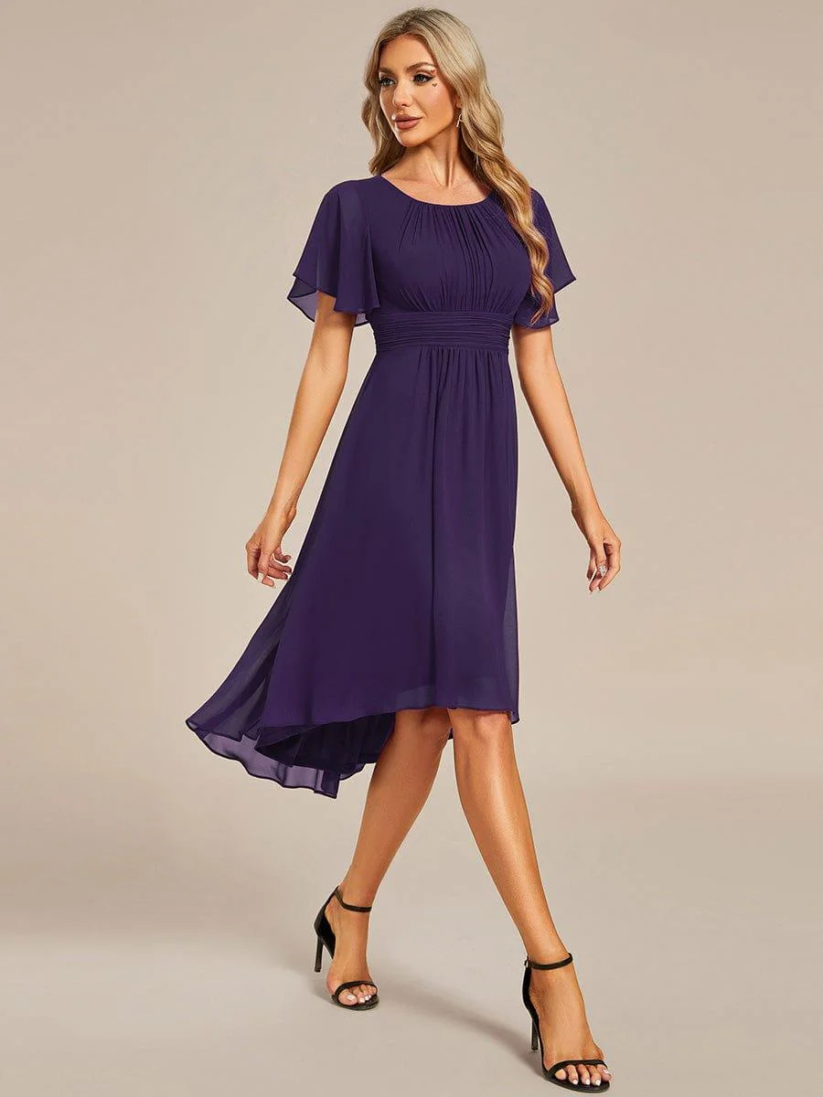 ever EDEN|Flowy Chiffon Round Neckline A-Line Knee Length Wedding Guest Dress - Image 74