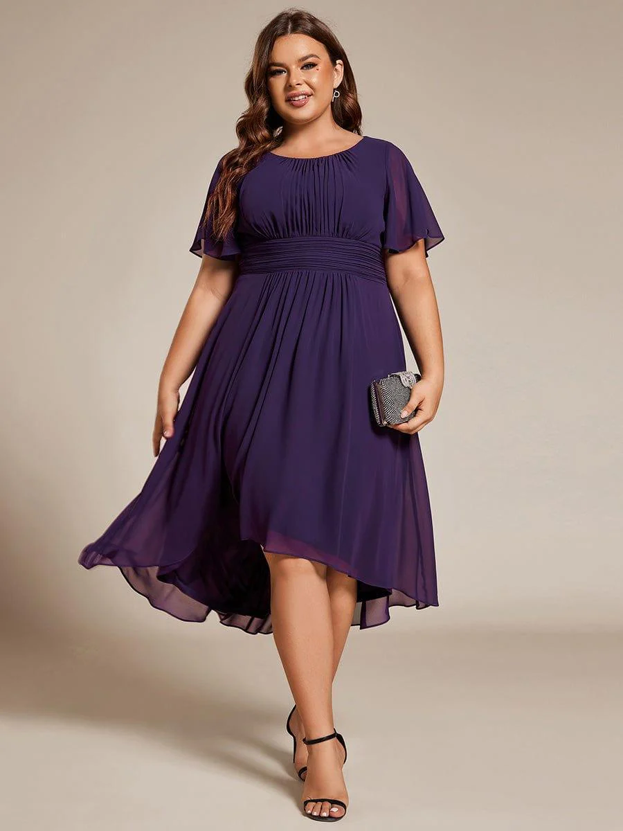 ever EDEN|Flowy Chiffon Round Neckline A-Line Knee Length Wedding Guest Dress - Image 76
