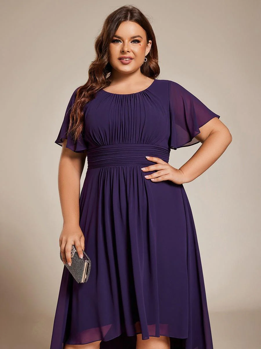 ever EDEN|Flowy Chiffon Round Neckline A-Line Knee Length Wedding Guest Dress - Image 78