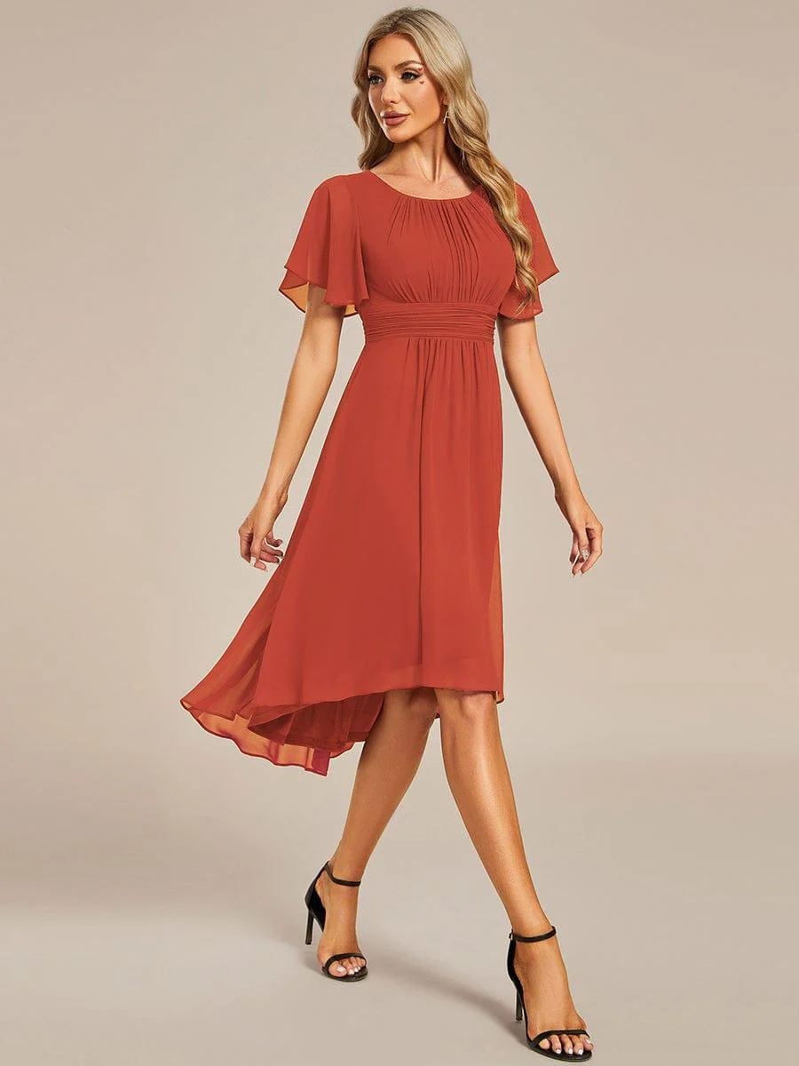 ever EDEN|Flowy Chiffon Round Neckline A-Line Knee Length Wedding Guest Dress - Image 82