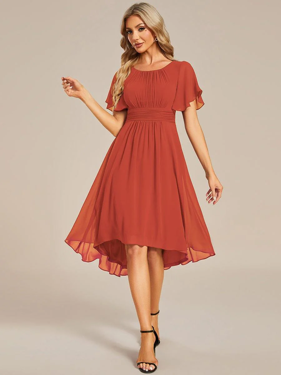 ever EDEN|Flowy Chiffon Round Neckline A-Line Knee Length Wedding Guest Dress - Image 83