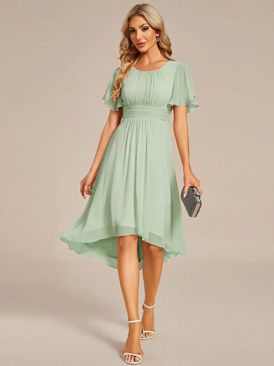 ever EDEN|Flowy Chiffon Round Neckline A-Line Knee Length Wedding Guest Dress - Image 87