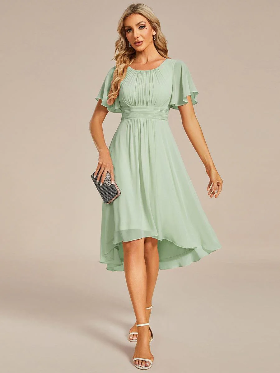 ever EDEN|Flowy Chiffon Round Neckline A-Line Knee Length Wedding Guest Dress - Image 91