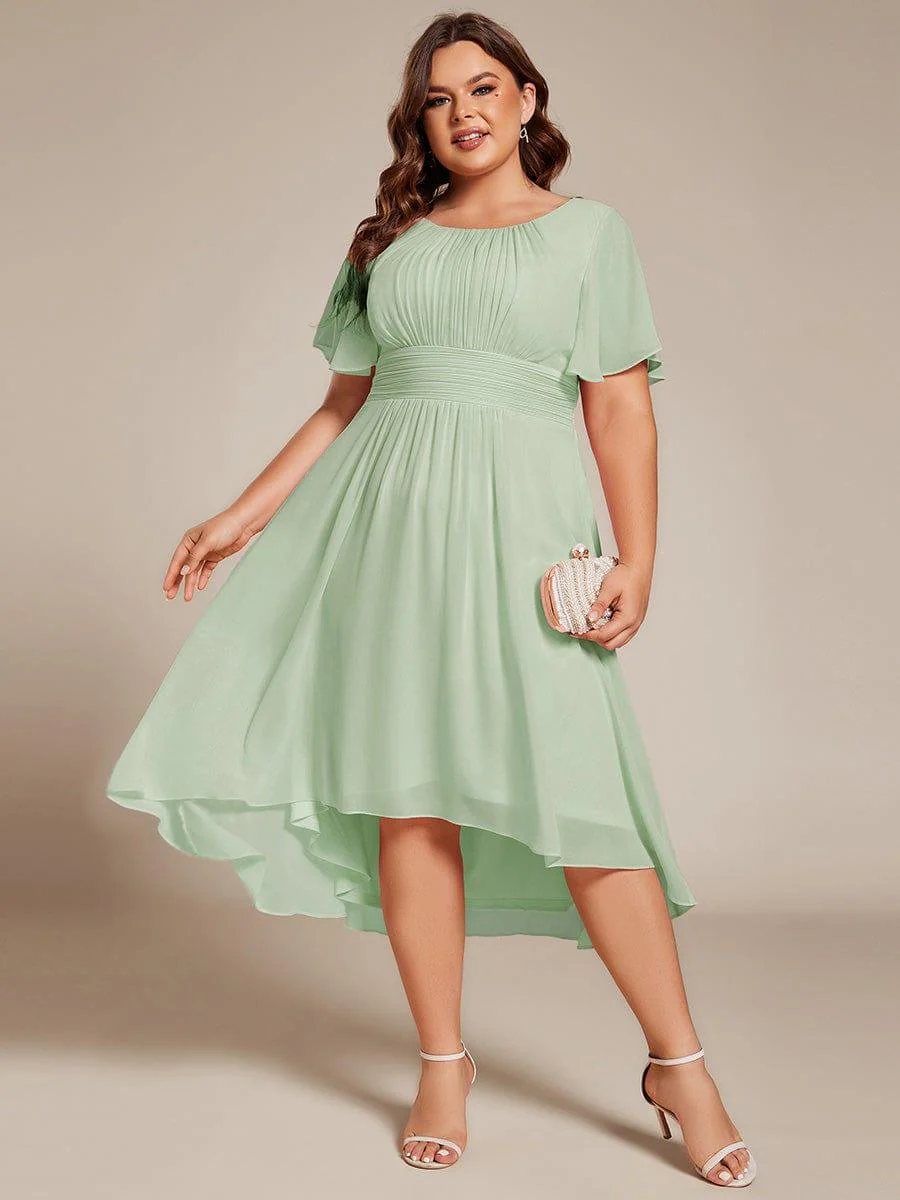 ever EDEN|Flowy Chiffon Round Neckline A-Line Knee Length Wedding Guest Dress - Image 92