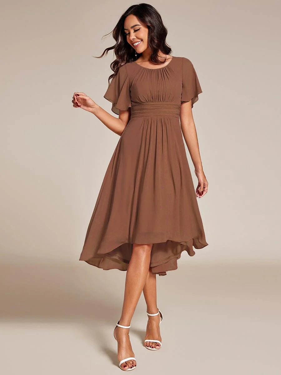 ever EDEN|Flowy Chiffon Round Neckline A-Line Knee Length Wedding Guest Dress - Image 95