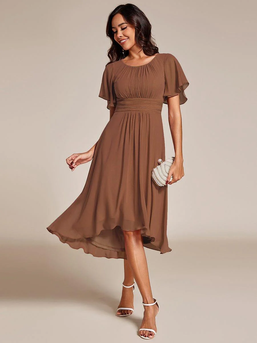 ever EDEN|Flowy Chiffon Round Neckline A-Line Knee Length Wedding Guest Dress - Image 98