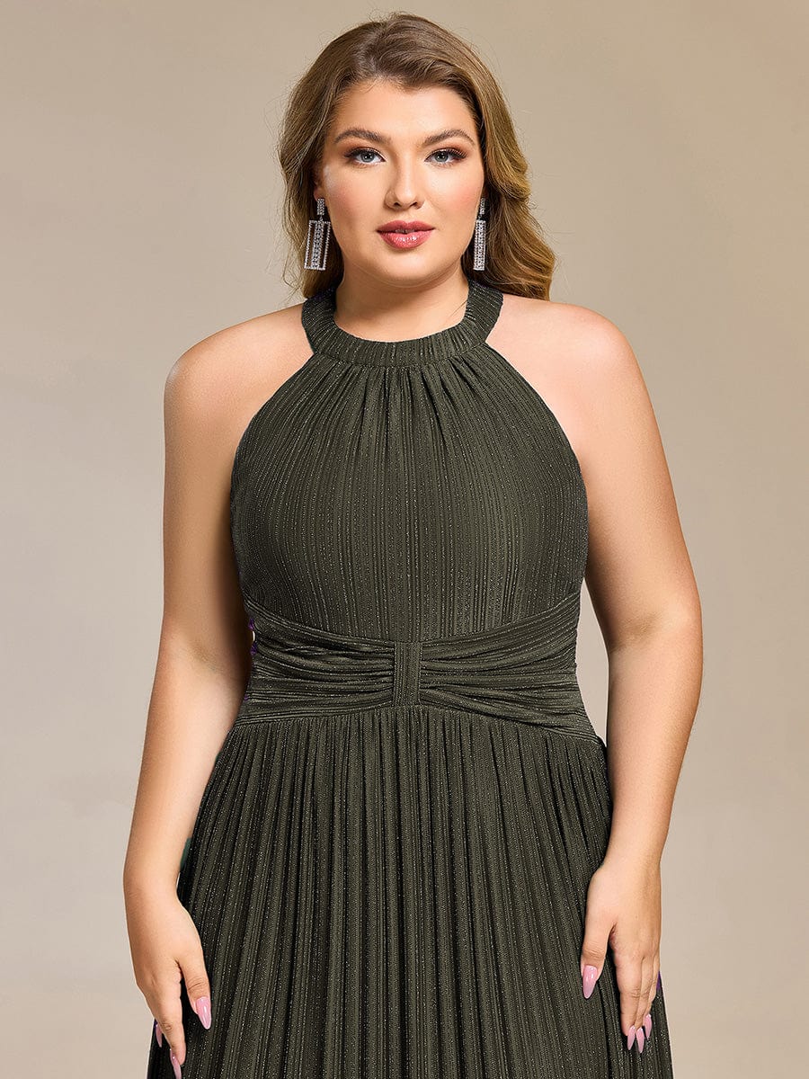 ever EVERLAINE|Plus Size Sparkle Halter Neck Formal Evening Dress with A-line Silhouette - Image 10