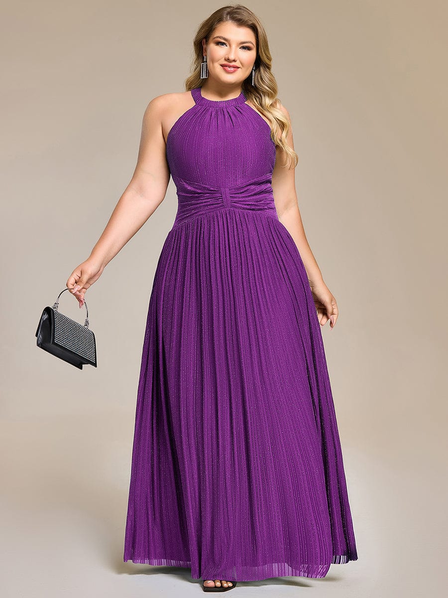 ever EVERLAINE|Plus Size Sparkle Halter Neck Formal Evening Dress with A-line Silhouette - Image 16