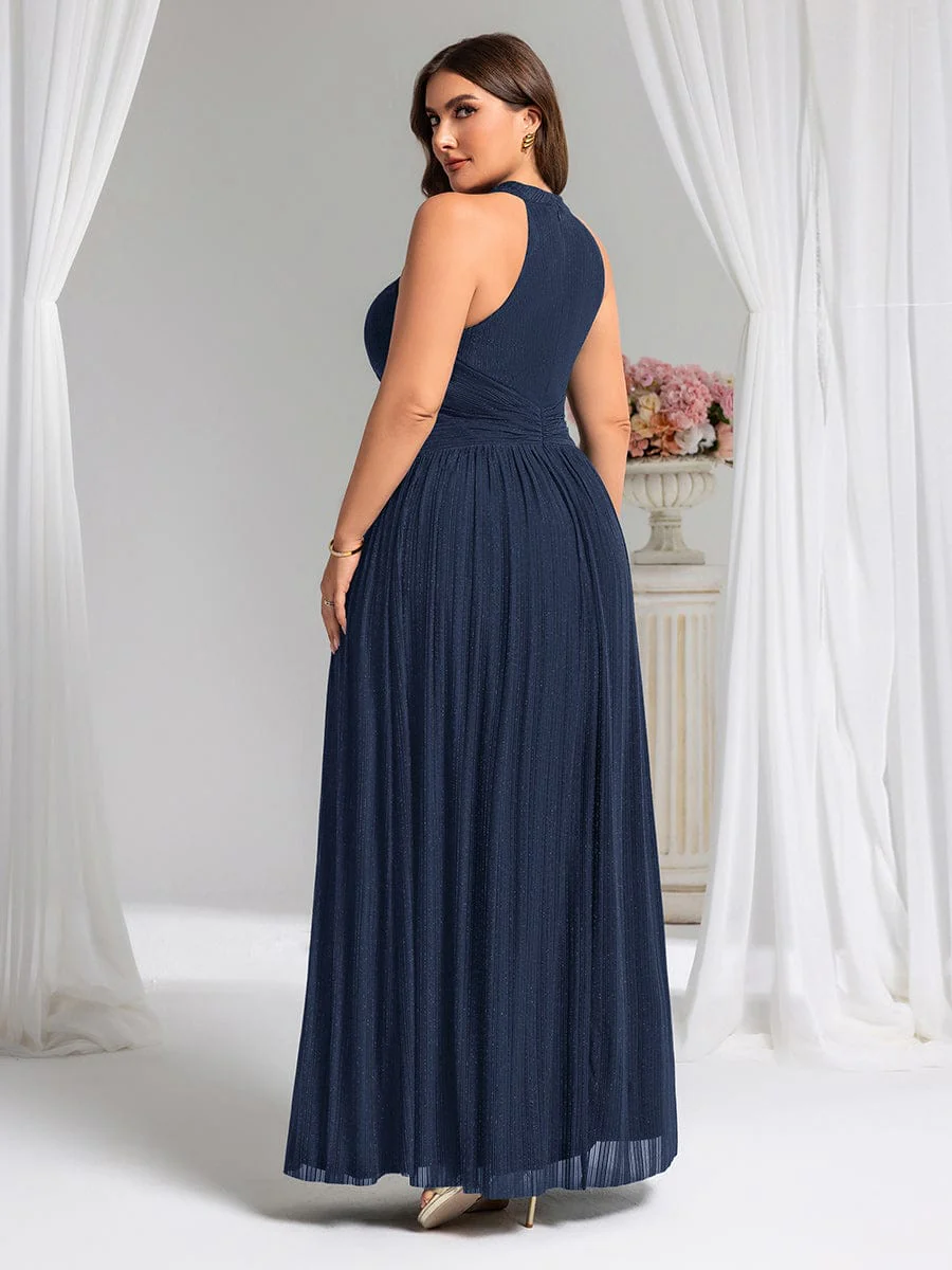 ever EVERLAINE|Plus Size Sparkle Halter Neck Formal Evening Dress with A-line Silhouette - Image 39