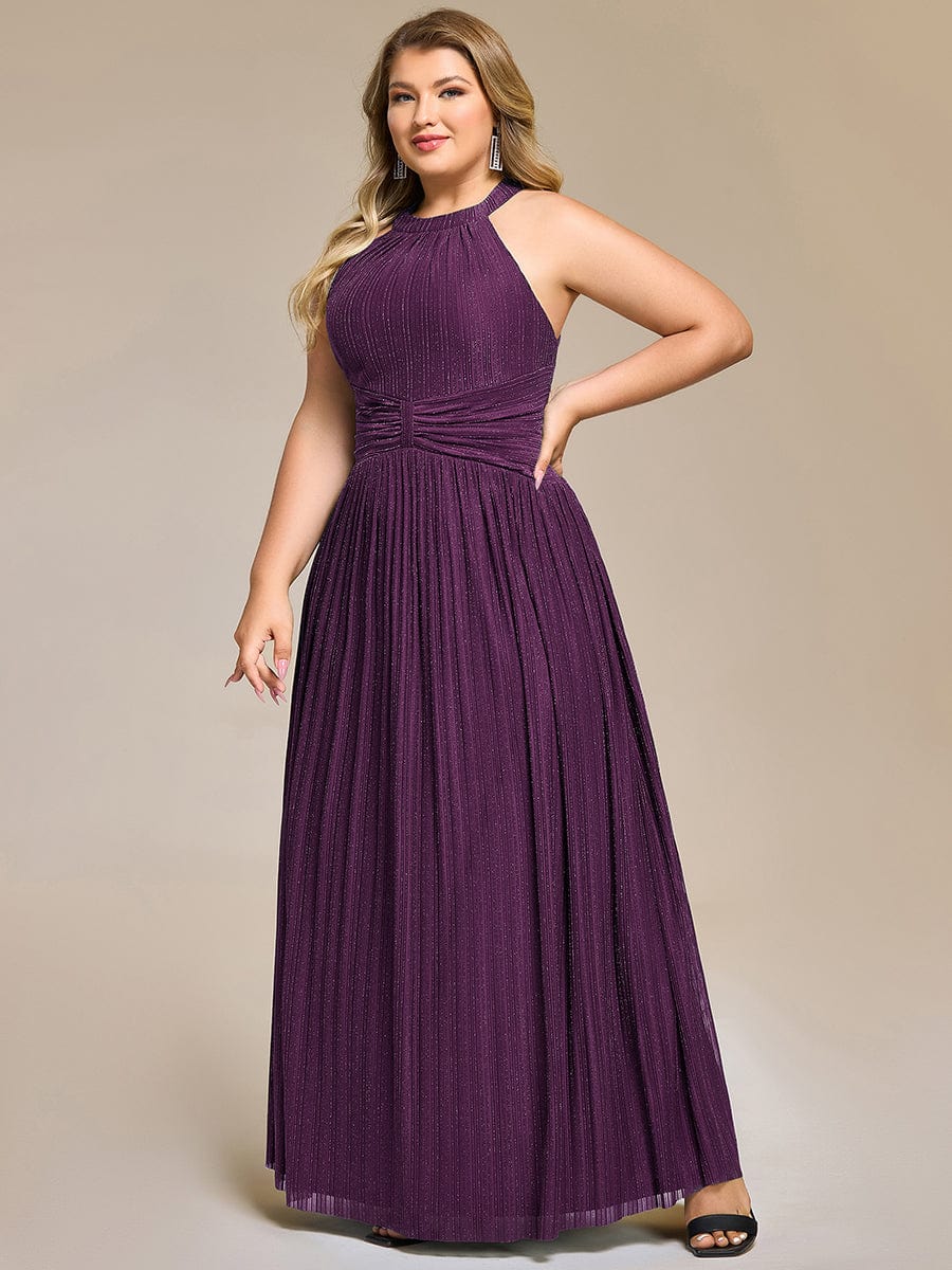 ever EVERLAINE|Plus Size Sparkle Halter Neck Formal Evening Dress with A-line Silhouette - Image 7