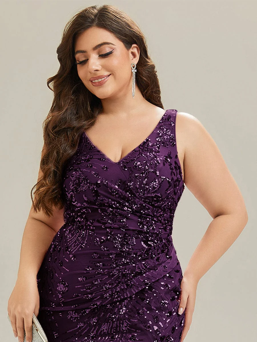 ever JUNIPER|Plus Size Ruched Sequin Bodycon Evening Dress - Image 24