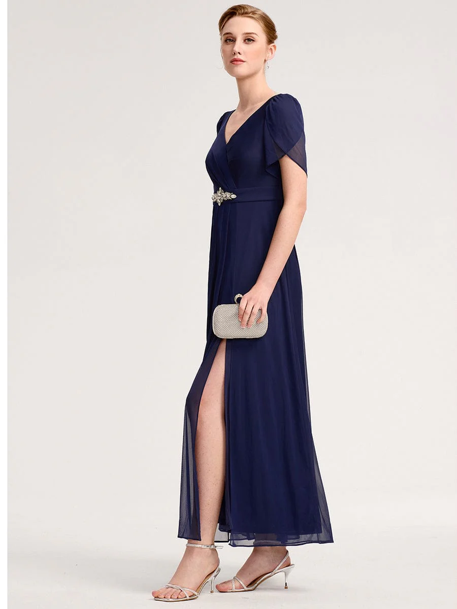 ever NOAH|Rhinestone Embellished Chiffon Ruffle Sleeve Evening Dress - Image 25