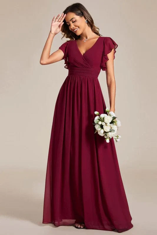 Ever-Pretty Chiffon Swatch Burgundy - Image 2
