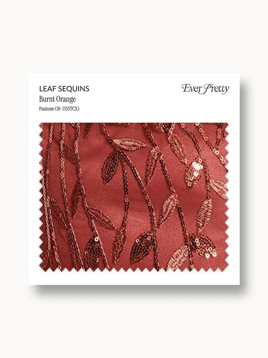Ever-Pretty Leaf Sequin Swatch Burnt Orange