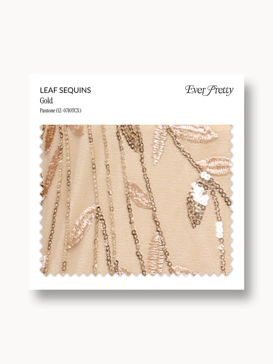 Ever-Pretty Leaf Sequin Swatch Gold