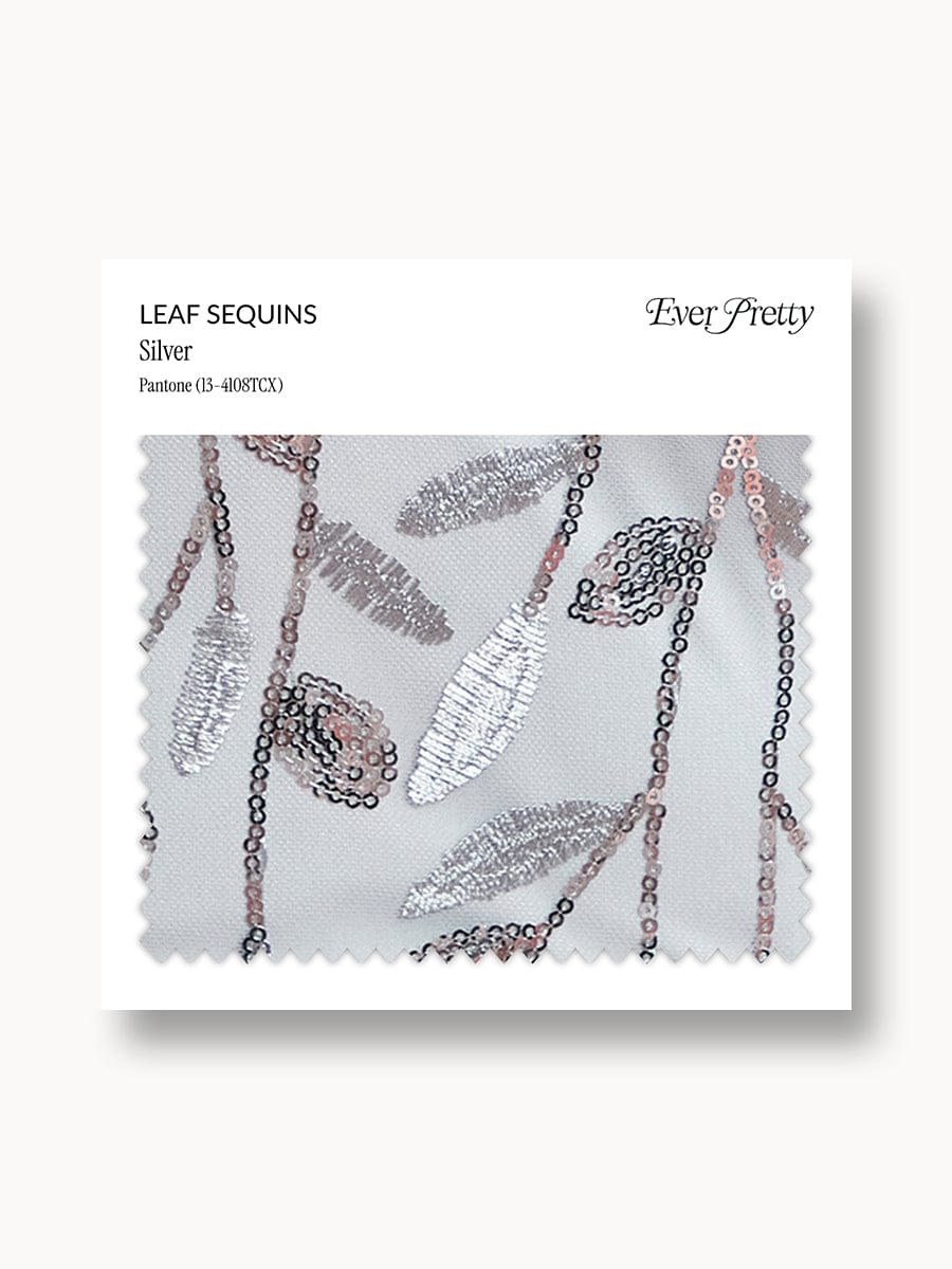 Ever-Pretty Leaf Sequin Swatch Silver