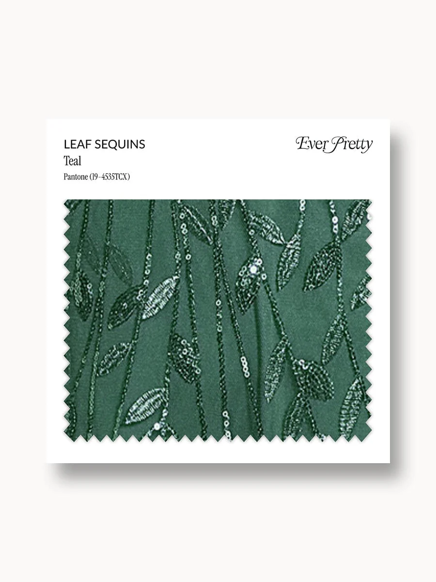 Ever-Pretty Leaf Sequin Swatch Teal
