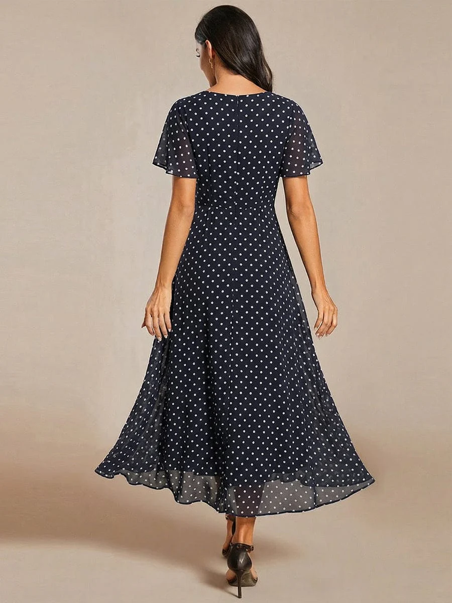 ever LARK|Floral Chiffon Elegance Short Sleeve High-Low Wedding Guest Dress - Image 60