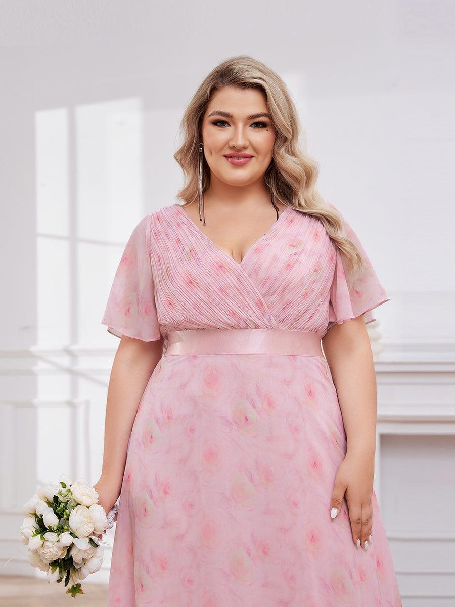 ever MONICA|Floral Chiffon High Waist Short Sleeves Bridesmaid Dress - Image 16