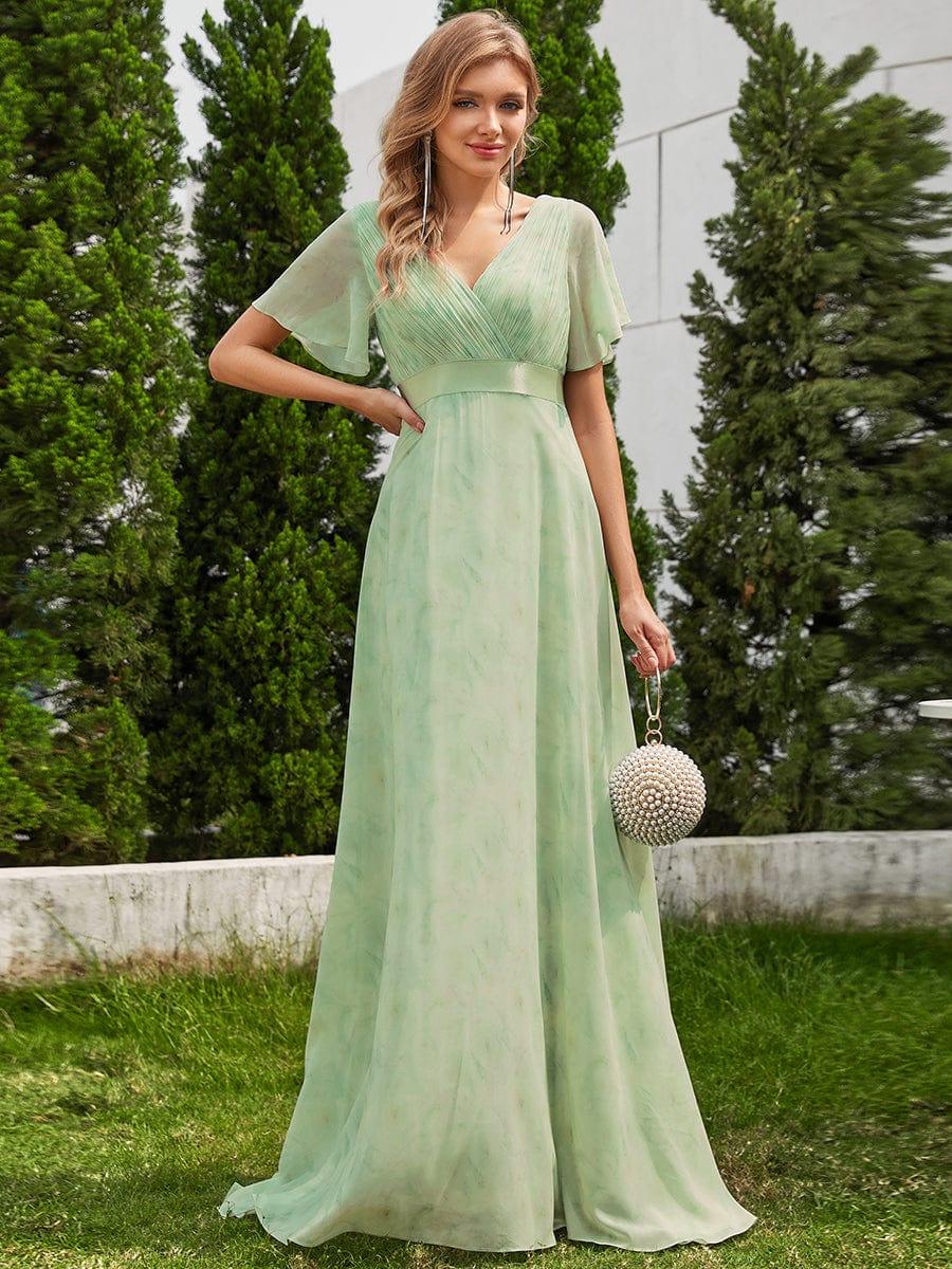 ever MONICA|Floral Chiffon High Waist Short Sleeves Bridesmaid Dress - Image 21
