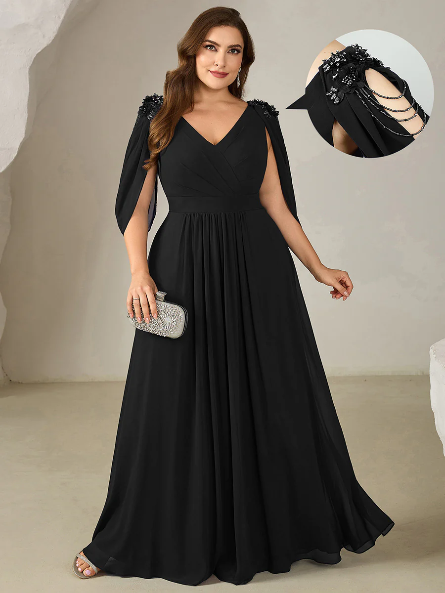 ever LOLA|Floral Chiffon Tulip Sleeve Evening Dress - Image 17