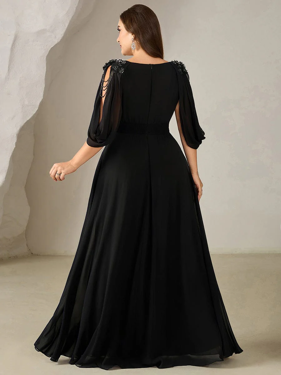 ever LOLA|Floral Chiffon Tulip Sleeve Evening Dress - Image 18