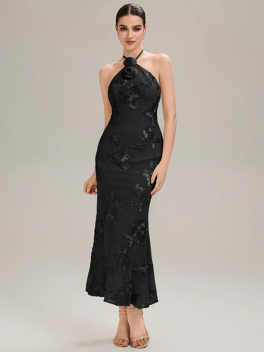 ever OPHELIA|Designer Halter Floral Mesh Evening Dress - Image 12