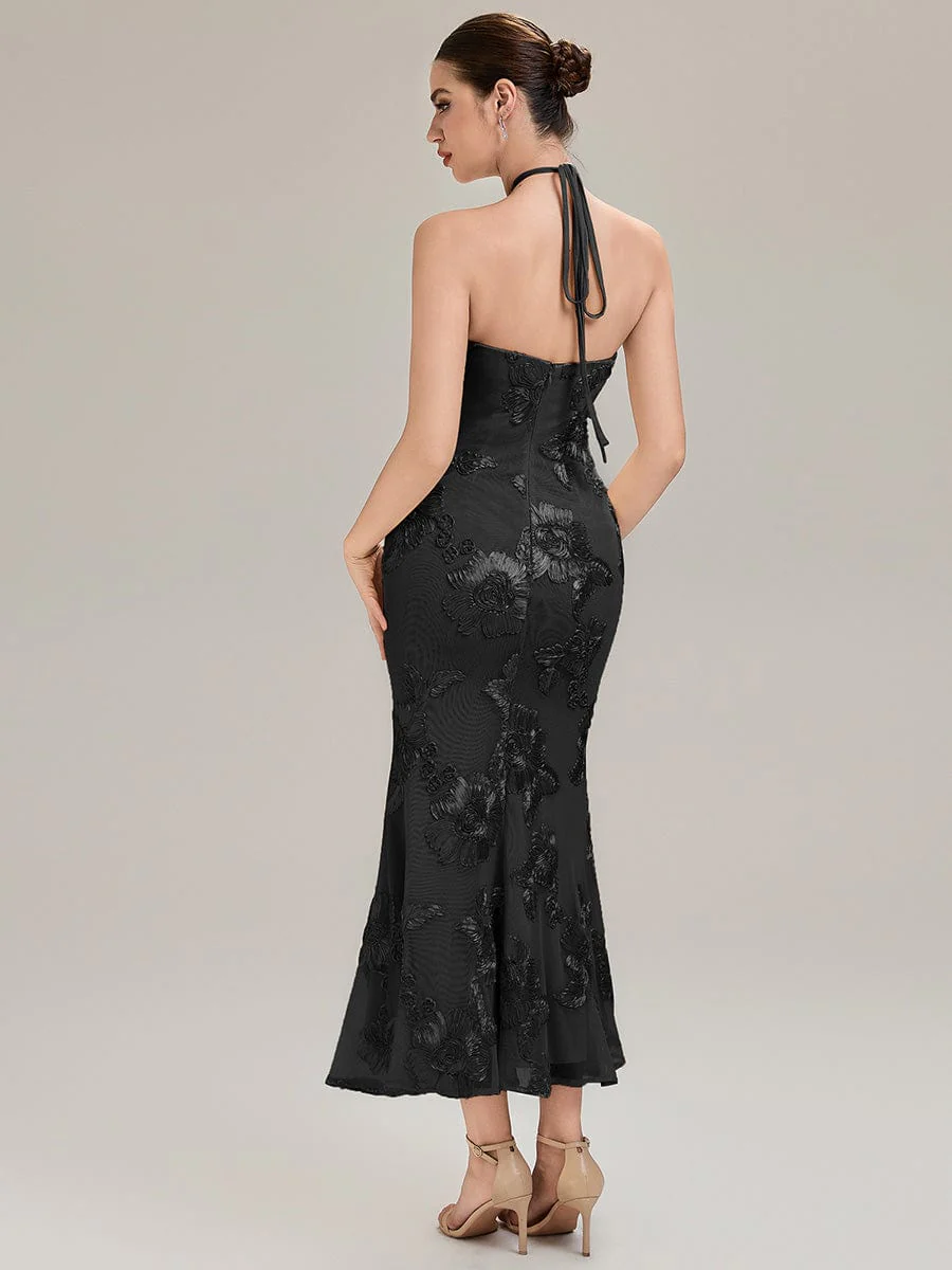 ever OPHELIA|Designer Halter Floral Mesh Evening Dress - Image 13