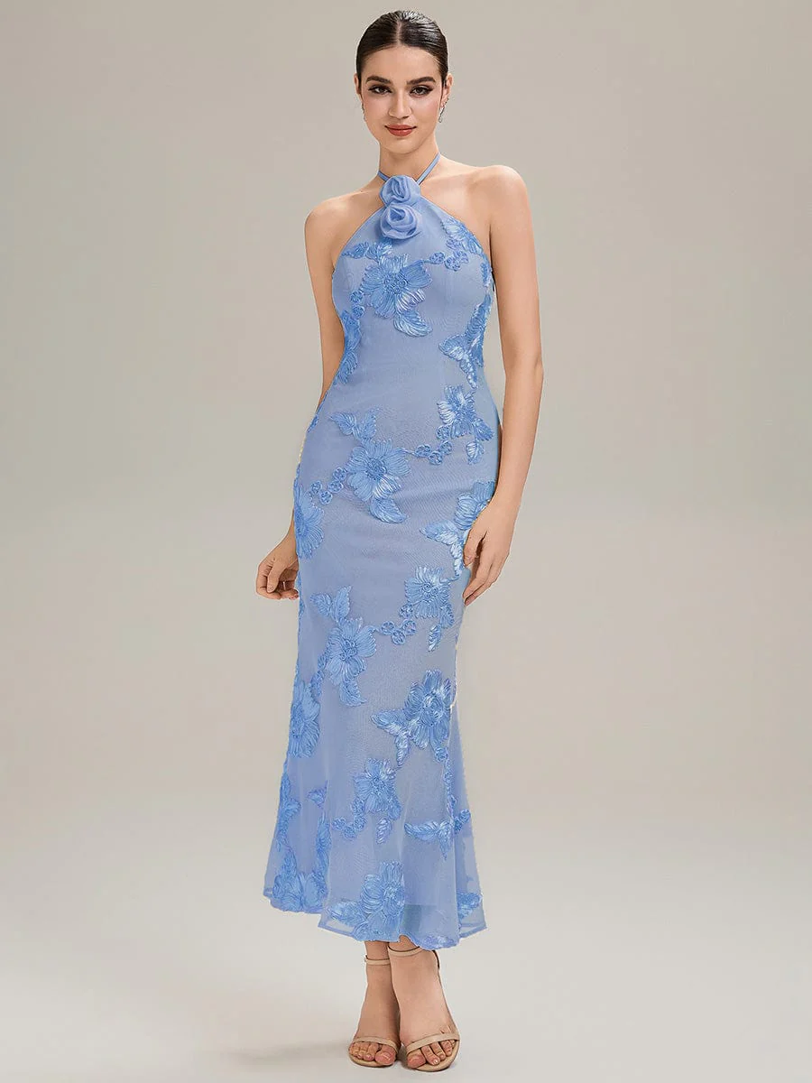 ever OPHELIA|Designer Halter Floral Mesh Evening Dress - Image 15