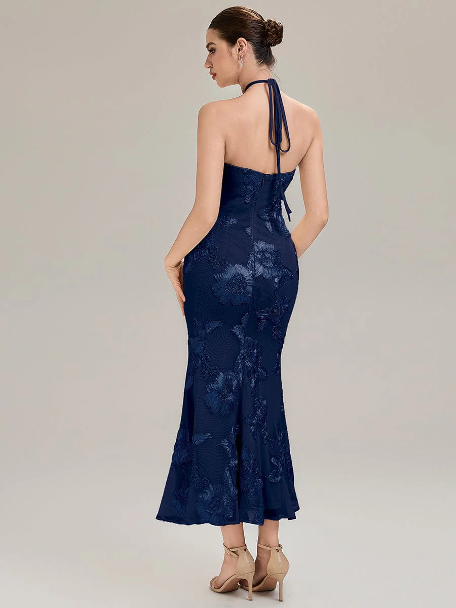 ever OPHELIA|Designer Halter Floral Mesh Evening Dress - Image 19