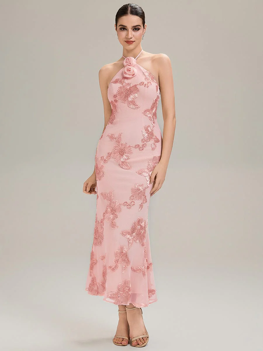 ever OPHELIA|Designer Halter Floral Mesh Evening Dress - Image 21