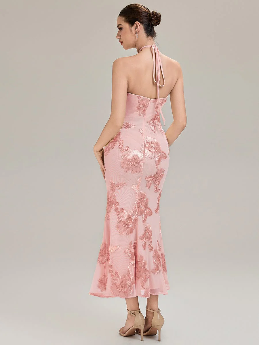 ever OPHELIA|Designer Halter Floral Mesh Evening Dress - Image 22