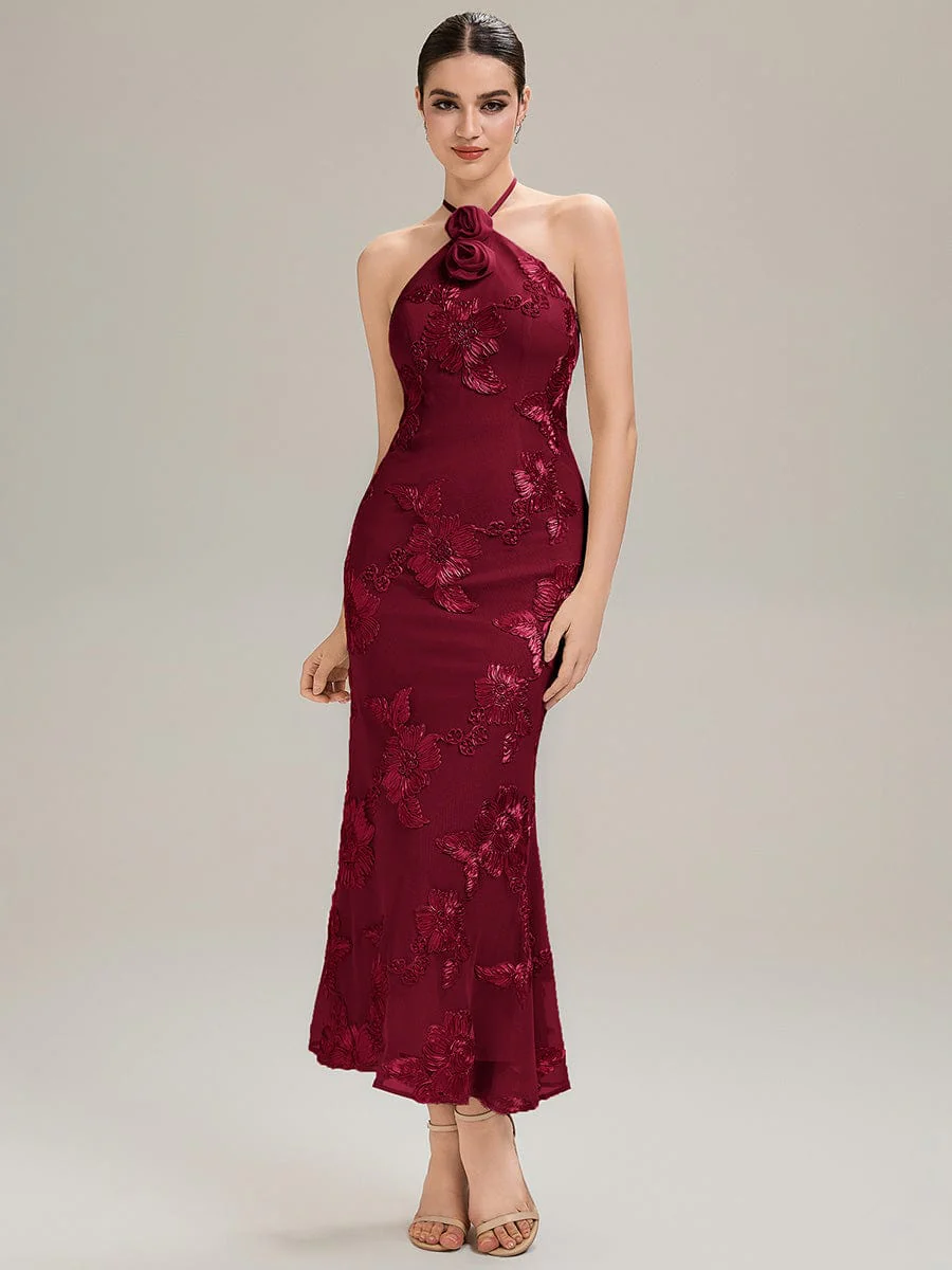 ever OPHELIA|Designer Halter Floral Mesh Evening Dress - Image 9